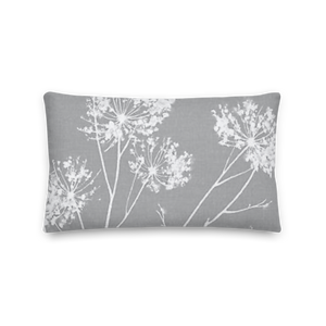 COASTAL Gray And White Floral Pillow