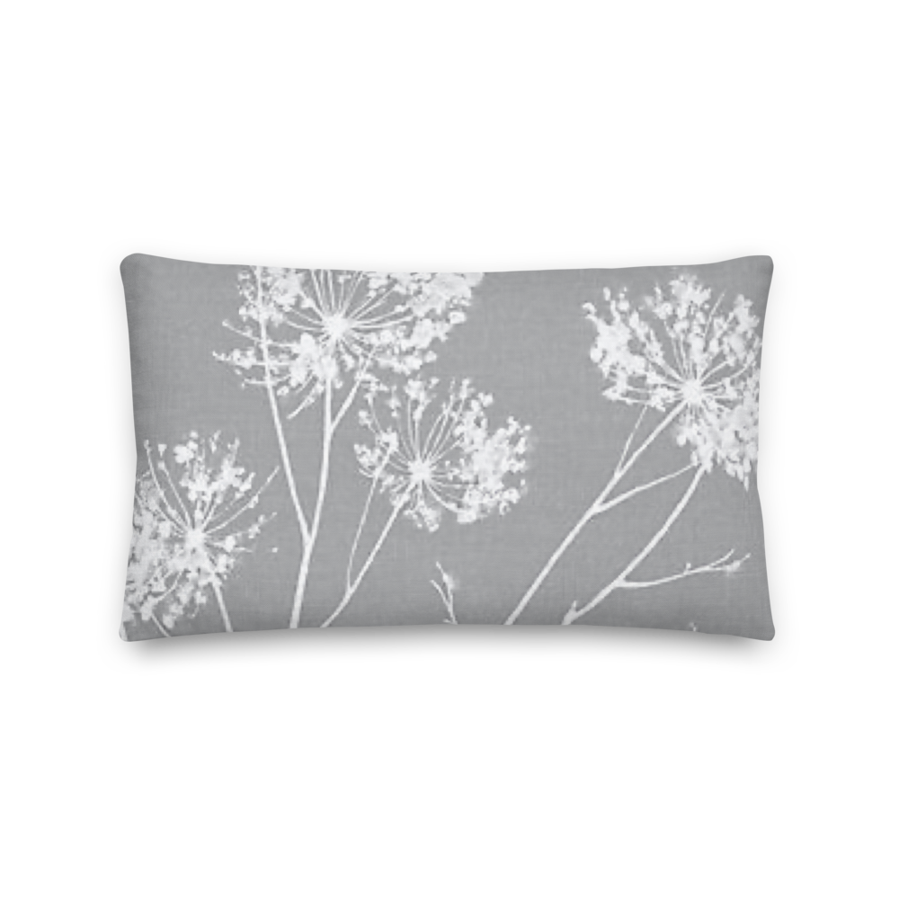 COASTAL Gray And White Floral Pillow