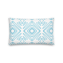 Load image into Gallery viewer, White And Turquoise Pattern Pillow
