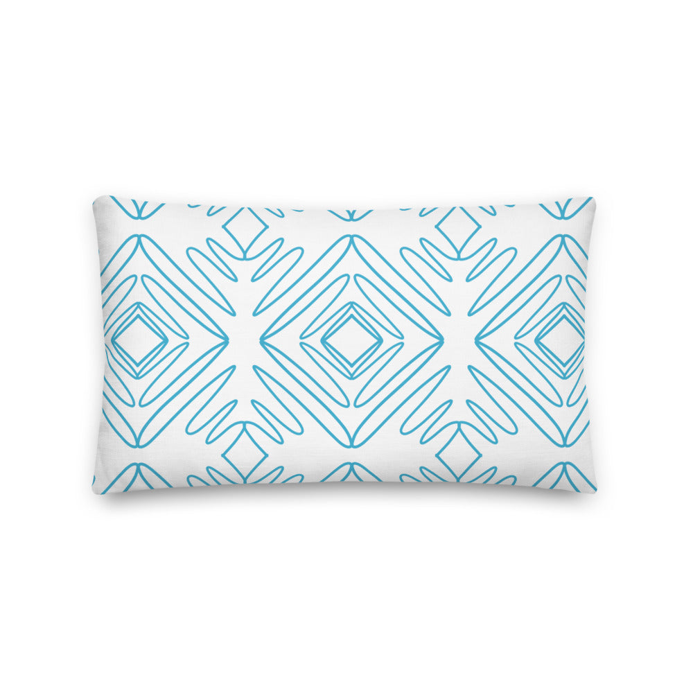White And Turquoise Pattern Pillow