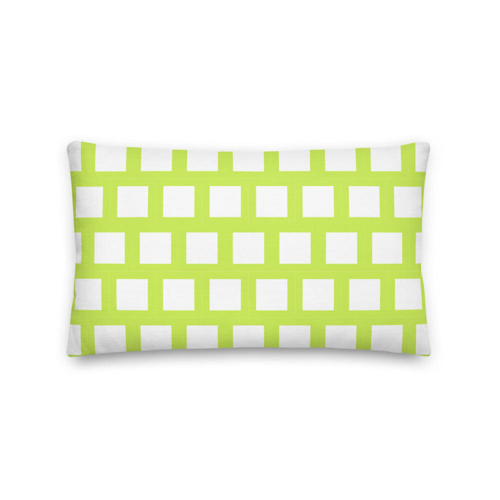 Lime Green Modern Geo Squares Pillow