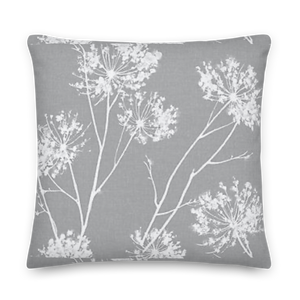 COASTAL Gray And White Floral Pillow