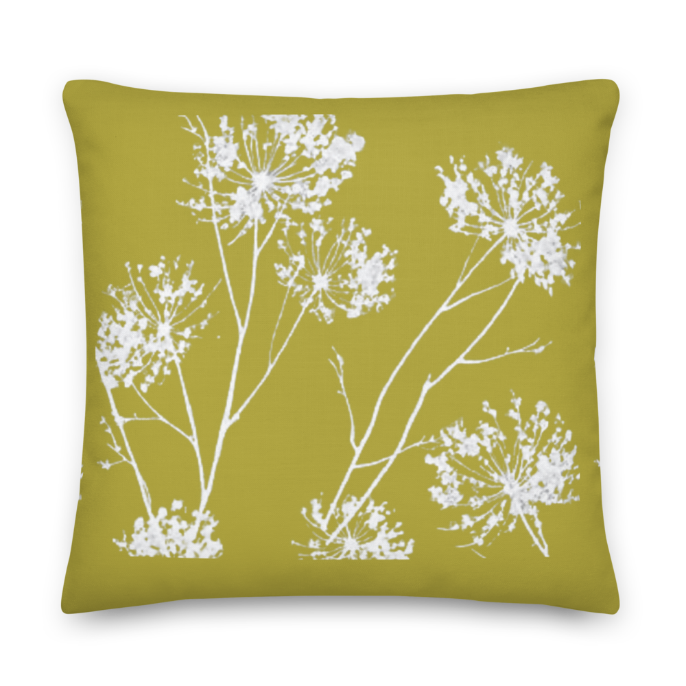 COASTAL Moss Green Floral Pillow