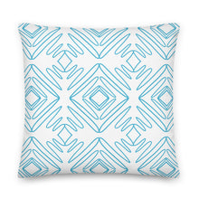 Load image into Gallery viewer, White And Turquoise Pattern Pillow
