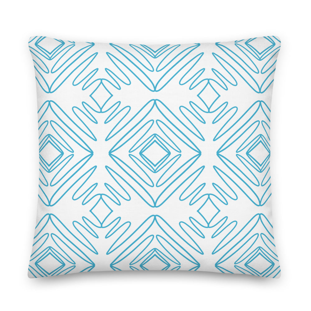 White And Turquoise Pattern Pillow