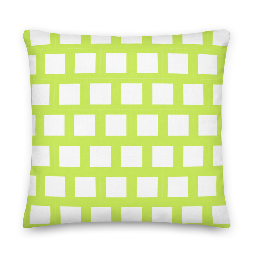Lime Green Modern Geo Squares Pillow