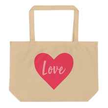 Load image into Gallery viewer, LOVE Large organic tote bag
