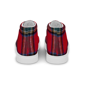 RED TARTAN PLAID Men’s high top canvas shoes