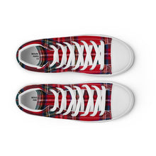 Load image into Gallery viewer, RED TARTAN PLAID Men’s high top canvas shoes
