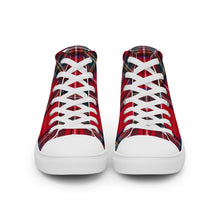 Load image into Gallery viewer, RED TARTAN PLAID Men’s high top canvas shoes
