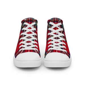 RED TARTAN PLAID Men’s high top canvas shoes