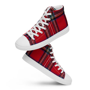 RED TARTAN PLAID Men’s high top canvas shoes