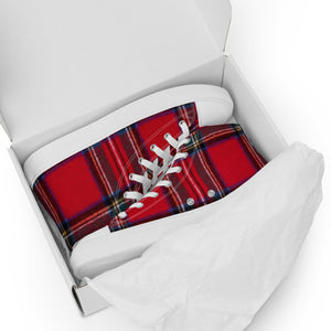 RED TARTAN PLAID Men’s high top canvas shoes