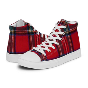 RED TARTAN PLAID Men’s high top canvas shoes