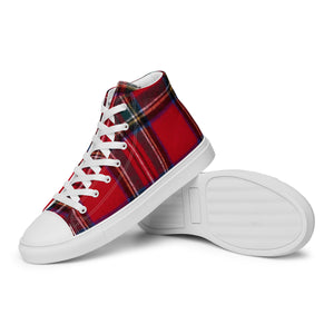 RED TARTAN PLAID Men’s high top canvas shoes