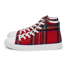 Load image into Gallery viewer, RED TARTAN PLAID Men’s high top canvas shoes
