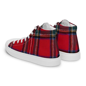 RED TARTAN PLAID Men’s high top canvas shoes