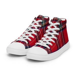 RED TARTAN PLAID Men’s high top canvas shoes