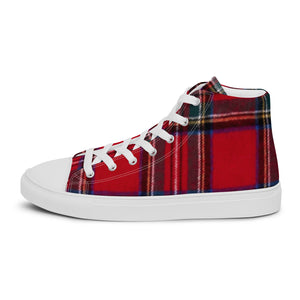 RED TARTAN PLAID Men’s high top canvas shoes