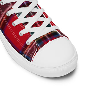 RED TARTAN PLAID Men’s high top canvas shoes