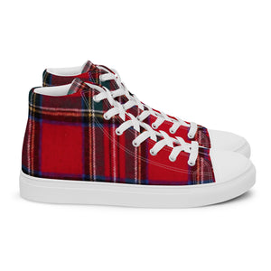 RED TARTAN PLAID Men’s high top canvas shoes