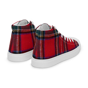 RED TARTAN PLAID Men’s high top canvas shoes