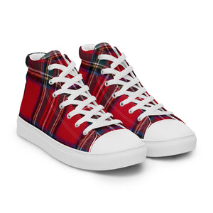 RED TARTAN PLAID Men’s high top canvas shoes