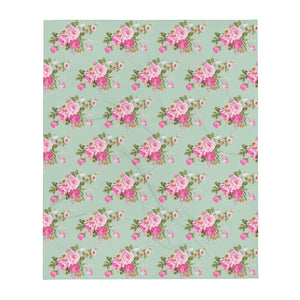 COTTAGE FLORAL SAGE GREEN Throw Blanket