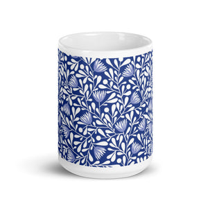 BLUE AND WHITE FLORAL PATTERN  Mug