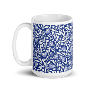 BLUE AND WHITE FLORAL PATTERN  Mug