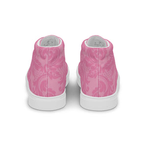 HIGH PINK DAMASK Women’s high top canvas shoes