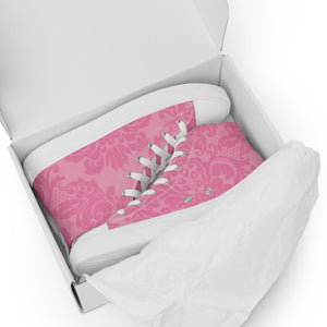 HIGH PINK DAMASK Women’s high top canvas shoes